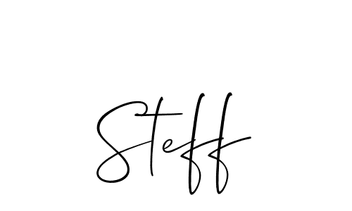 Use a signature maker to create a handwritten signature online. With this signature software, you can design (Allison_Script) your own signature for name Steff. Steff signature style 2 images and pictures png