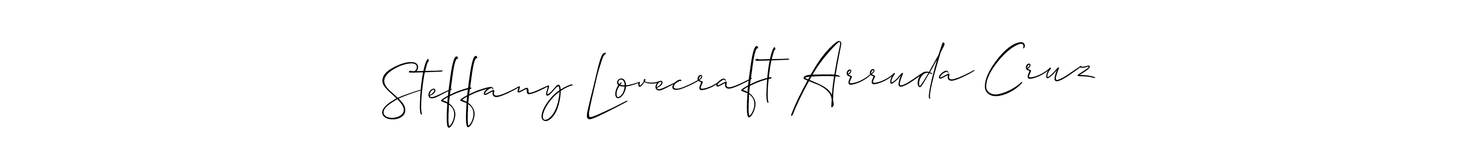 The best way (Allison_Script) to make a short signature is to pick only two or three words in your name. The name Steffany Lovecraft Arruda Cruz include a total of six letters. For converting this name. Steffany Lovecraft Arruda Cruz signature style 2 images and pictures png