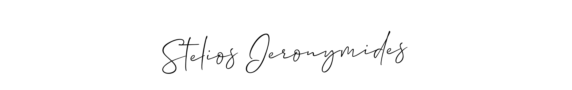 This is the best signature style for the Stelios Ieronymides name. Also you like these signature font (Allison_Script). Mix name signature. Stelios Ieronymides signature style 2 images and pictures png