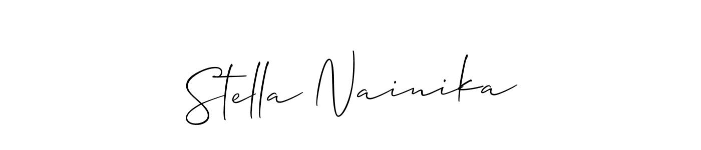 How to make Stella Nainika name signature. Use Allison_Script style for creating short signs online. This is the latest handwritten sign. Stella Nainika signature style 2 images and pictures png