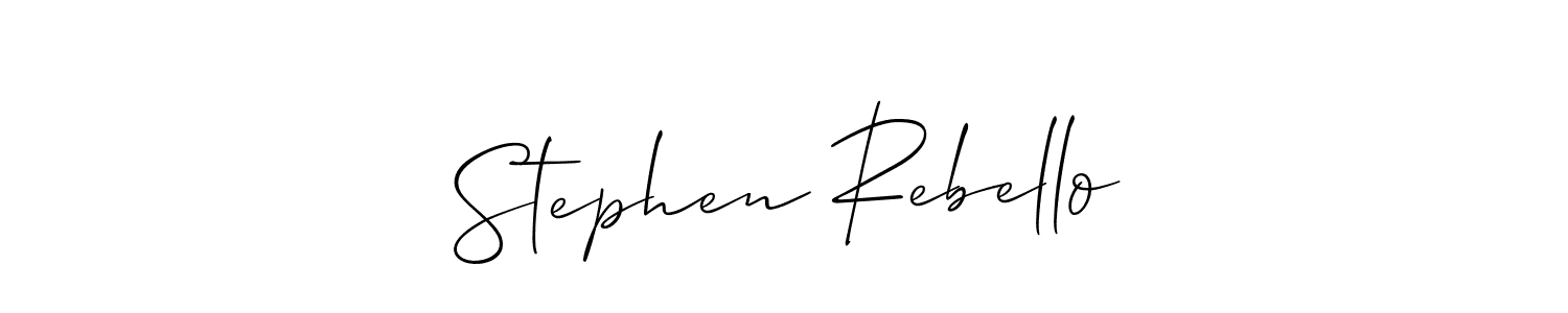 It looks lik you need a new signature style for name Stephen Rebello. Design unique handwritten (Allison_Script) signature with our free signature maker in just a few clicks. Stephen Rebello signature style 2 images and pictures png