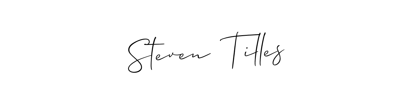 The best way (Allison_Script) to make a short signature is to pick only two or three words in your name. The name Steven  Tilles include a total of six letters. For converting this name. Steven  Tilles signature style 2 images and pictures png