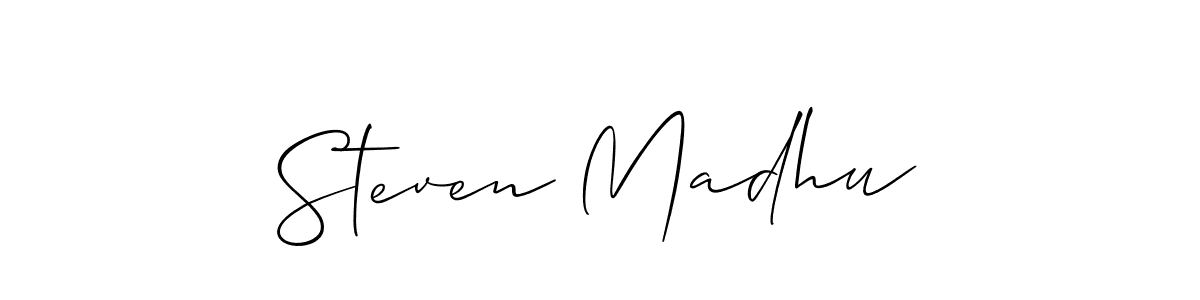 Similarly Allison_Script is the best handwritten signature design. Signature creator online .You can use it as an online autograph creator for name Steven Madhu. Steven Madhu signature style 2 images and pictures png