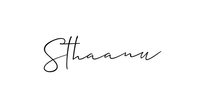 Create a beautiful signature design for name Sthaanu. With this signature (Allison_Script) fonts, you can make a handwritten signature for free. Sthaanu signature style 2 images and pictures png