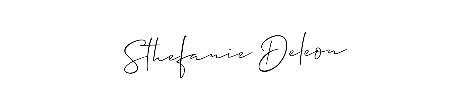 Allison_Script is a professional signature style that is perfect for those who want to add a touch of class to their signature. It is also a great choice for those who want to make their signature more unique. Get Sthefanie Deleon name to fancy signature for free. Sthefanie Deleon signature style 2 images and pictures png