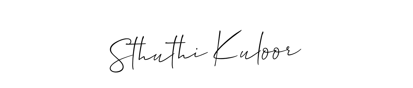 Use a signature maker to create a handwritten signature online. With this signature software, you can design (Allison_Script) your own signature for name Sthuthi Kuloor. Sthuthi Kuloor signature style 2 images and pictures png