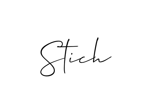 Design your own signature with our free online signature maker. With this signature software, you can create a handwritten (Allison_Script) signature for name Stich. Stich signature style 2 images and pictures png