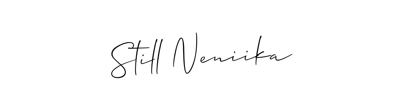 Similarly Allison_Script is the best handwritten signature design. Signature creator online .You can use it as an online autograph creator for name Still Neniika. Still Neniika signature style 2 images and pictures png