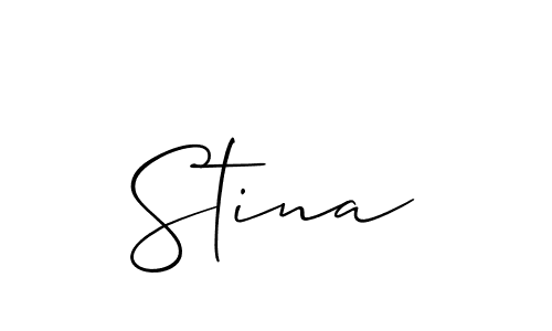 Design your own signature with our free online signature maker. With this signature software, you can create a handwritten (Allison_Script) signature for name Stina. Stina signature style 2 images and pictures png