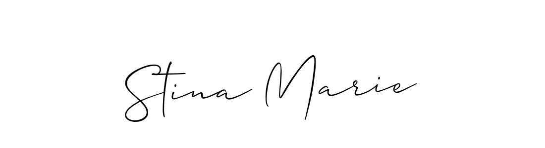 The best way (Allison_Script) to make a short signature is to pick only two or three words in your name. The name Stina Marie include a total of six letters. For converting this name. Stina Marie signature style 2 images and pictures png