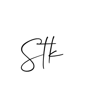 Make a beautiful signature design for name Stk. With this signature (Allison_Script) style, you can create a handwritten signature for free. Stk signature style 2 images and pictures png