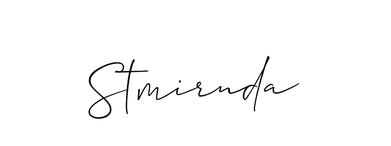 Make a beautiful signature design for name Stmirnda. With this signature (Allison_Script) style, you can create a handwritten signature for free. Stmirnda signature style 2 images and pictures png