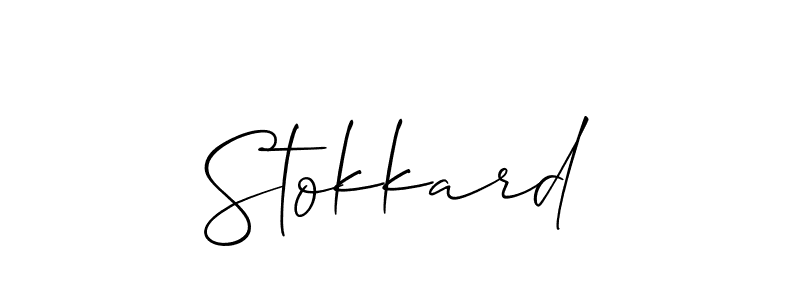 Make a beautiful signature design for name Stokkard. With this signature (Allison_Script) style, you can create a handwritten signature for free. Stokkard signature style 2 images and pictures png