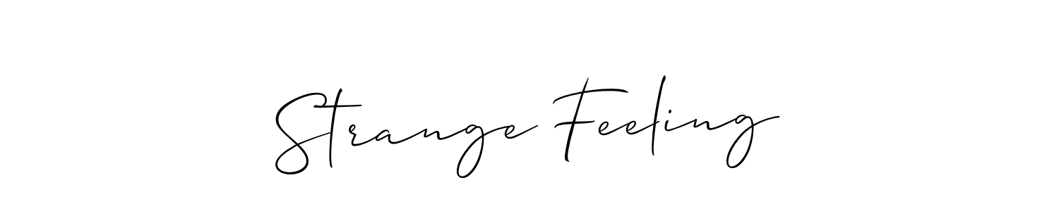 Make a beautiful signature design for name Strange Feeling. With this signature (Allison_Script) style, you can create a handwritten signature for free. Strange Feeling signature style 2 images and pictures png
