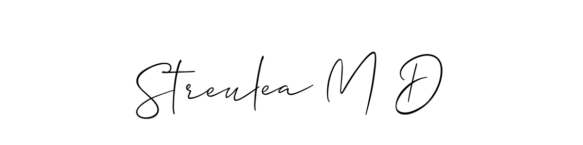 Also You can easily find your signature by using the search form. We will create Streulea M D name handwritten signature images for you free of cost using Allison_Script sign style. Streulea M D signature style 2 images and pictures png