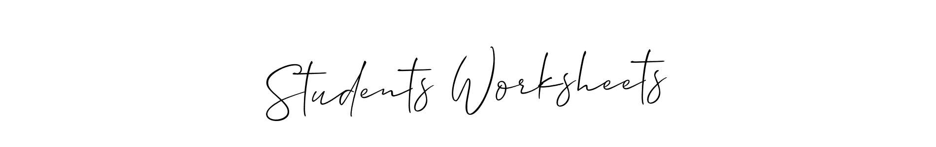The best way (Allison_Script) to make a short signature is to pick only two or three words in your name. The name Students Worksheets include a total of six letters. For converting this name. Students Worksheets signature style 2 images and pictures png