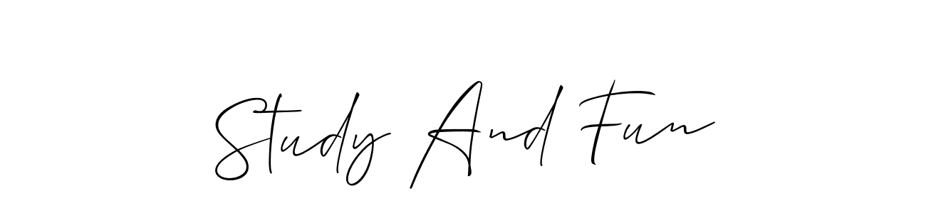 Also You can easily find your signature by using the search form. We will create Study And Fun name handwritten signature images for you free of cost using Allison_Script sign style. Study And Fun signature style 2 images and pictures png
