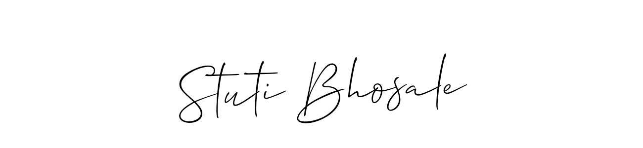 Allison_Script is a professional signature style that is perfect for those who want to add a touch of class to their signature. It is also a great choice for those who want to make their signature more unique. Get Stuti Bhosale name to fancy signature for free. Stuti Bhosale signature style 2 images and pictures png