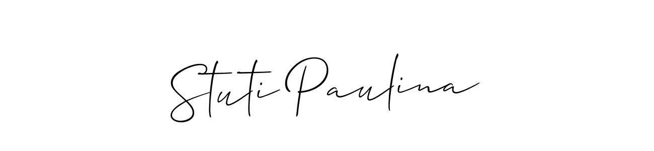 Create a beautiful signature design for name Stuti Paulina. With this signature (Allison_Script) fonts, you can make a handwritten signature for free. Stuti Paulina signature style 2 images and pictures png