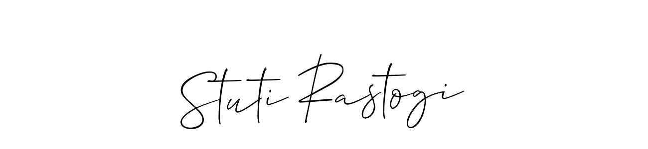 Use a signature maker to create a handwritten signature online. With this signature software, you can design (Allison_Script) your own signature for name Stuti Rastogi. Stuti Rastogi signature style 2 images and pictures png