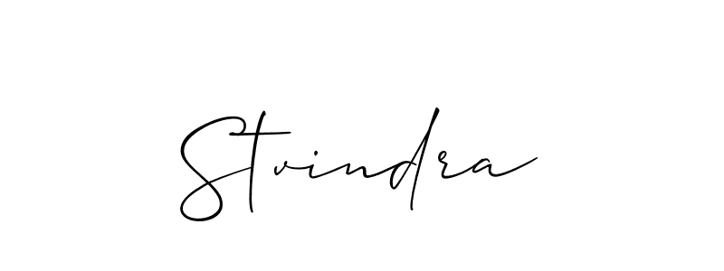Make a short Stvindra signature style. Manage your documents anywhere anytime using Allison_Script. Create and add eSignatures, submit forms, share and send files easily. Stvindra signature style 2 images and pictures png