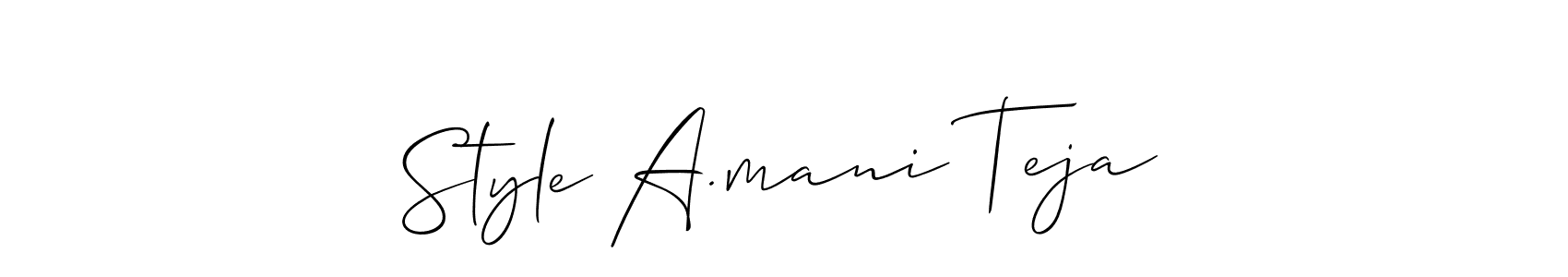 Check out images of Autograph of Style A.mani Teja name. Actor Style A.mani Teja Signature Style. Allison_Script is a professional sign style online. Style A.mani Teja signature style 2 images and pictures png