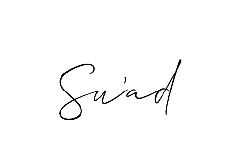 Also we have Su'ad name is the best signature style. Create professional handwritten signature collection using Allison_Script autograph style. Su'ad signature style 2 images and pictures png