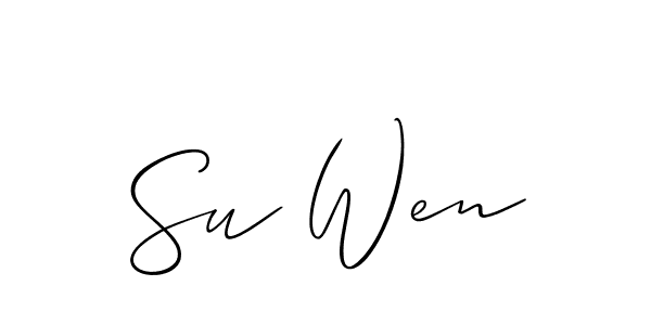 How to make Su Wen name signature. Use Allison_Script style for creating short signs online. This is the latest handwritten sign. Su Wen signature style 2 images and pictures png