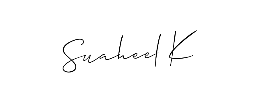 Create a beautiful signature design for name Suaheel K. With this signature (Allison_Script) fonts, you can make a handwritten signature for free. Suaheel K signature style 2 images and pictures png