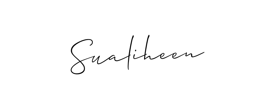 Make a beautiful signature design for name Sualiheen. With this signature (Allison_Script) style, you can create a handwritten signature for free. Sualiheen signature style 2 images and pictures png
