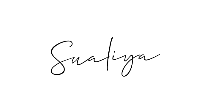 Use a signature maker to create a handwritten signature online. With this signature software, you can design (Allison_Script) your own signature for name Sualiya. Sualiya signature style 2 images and pictures png
