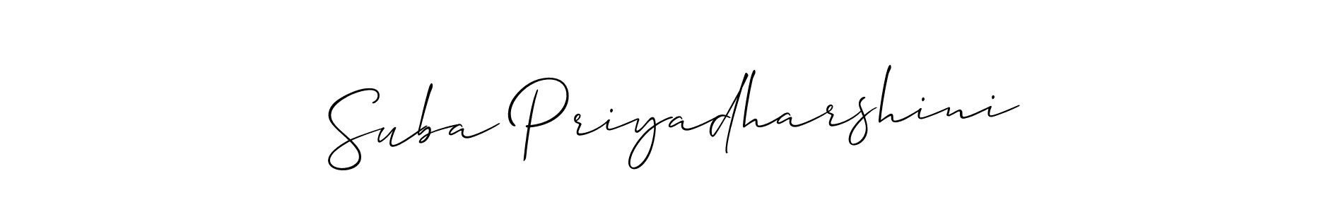 Also You can easily find your signature by using the search form. We will create Suba Priyadharshini name handwritten signature images for you free of cost using Allison_Script sign style. Suba Priyadharshini signature style 2 images and pictures png