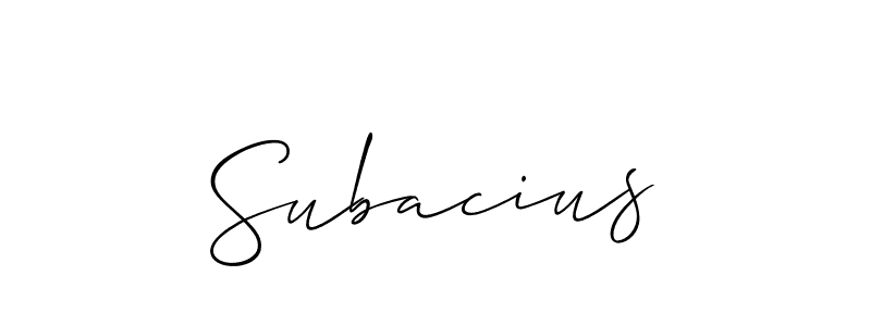 Create a beautiful signature design for name Subacius. With this signature (Allison_Script) fonts, you can make a handwritten signature for free. Subacius signature style 2 images and pictures png