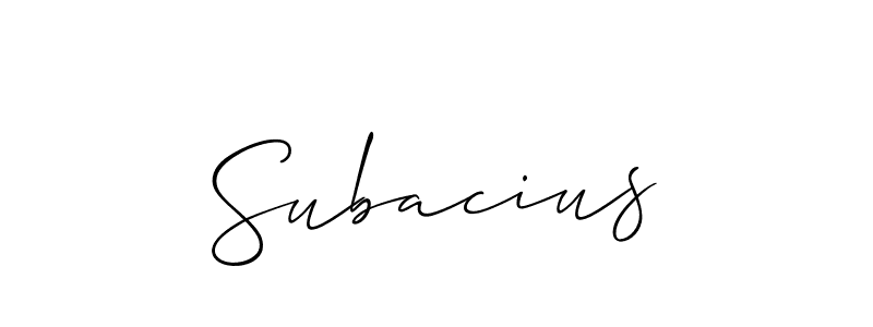 Create a beautiful signature design for name Subacius. With this signature (Allison_Script) fonts, you can make a handwritten signature for free. Subacius signature style 2 images and pictures png