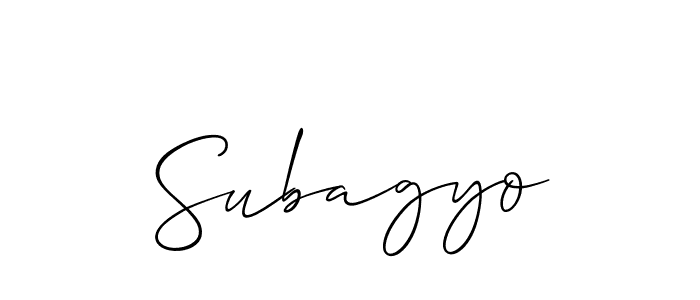 Allison_Script is a professional signature style that is perfect for those who want to add a touch of class to their signature. It is also a great choice for those who want to make their signature more unique. Get Subagyo name to fancy signature for free. Subagyo signature style 2 images and pictures png