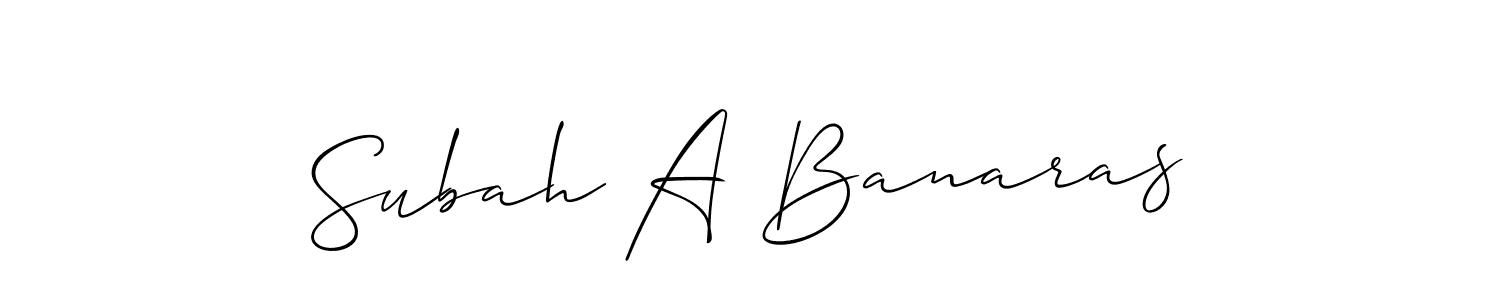 How to Draw Subah A Banaras signature style? Allison_Script is a latest design signature styles for name Subah A Banaras. Subah A Banaras signature style 2 images and pictures png