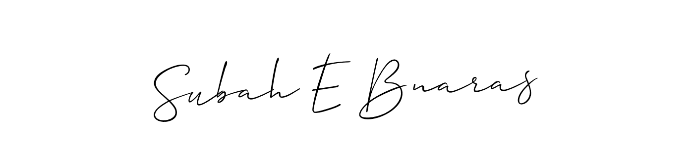Allison_Script is a professional signature style that is perfect for those who want to add a touch of class to their signature. It is also a great choice for those who want to make their signature more unique. Get Subah E Bnaras name to fancy signature for free. Subah E Bnaras signature style 2 images and pictures png
