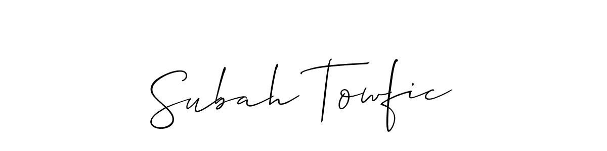 You should practise on your own different ways (Allison_Script) to write your name (Subah Towfic) in signature. don't let someone else do it for you. Subah Towfic signature style 2 images and pictures png
