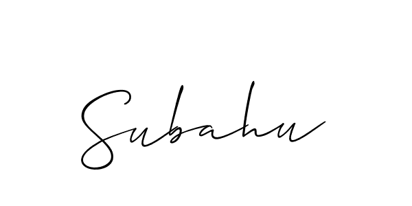 Subahu stylish signature style. Best Handwritten Sign (Allison_Script) for my name. Handwritten Signature Collection Ideas for my name Subahu. Subahu signature style 2 images and pictures png