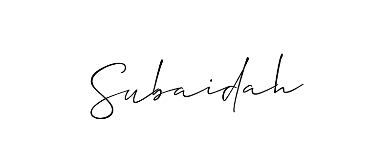 It looks lik you need a new signature style for name Subaidah. Design unique handwritten (Allison_Script) signature with our free signature maker in just a few clicks. Subaidah signature style 2 images and pictures png