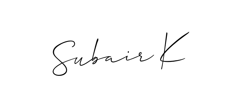 You can use this online signature creator to create a handwritten signature for the name Subair K. This is the best online autograph maker. Subair K signature style 2 images and pictures png