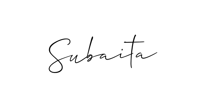 You should practise on your own different ways (Allison_Script) to write your name (Subaita) in signature. don't let someone else do it for you. Subaita signature style 2 images and pictures png