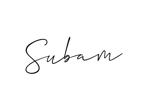 Make a beautiful signature design for name Subam. With this signature (Allison_Script) style, you can create a handwritten signature for free. Subam signature style 2 images and pictures png