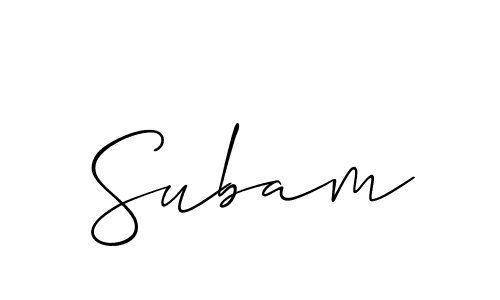 Make a beautiful signature design for name Subam. With this signature (Allison_Script) style, you can create a handwritten signature for free. Subam signature style 2 images and pictures png