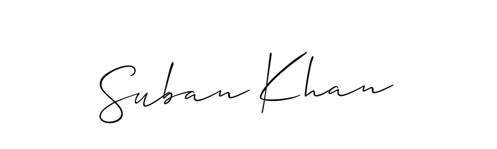 Allison_Script is a professional signature style that is perfect for those who want to add a touch of class to their signature. It is also a great choice for those who want to make their signature more unique. Get Suban Khan name to fancy signature for free. Suban Khan signature style 2 images and pictures png