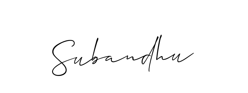 It looks lik you need a new signature style for name Subandhu. Design unique handwritten (Allison_Script) signature with our free signature maker in just a few clicks. Subandhu signature style 2 images and pictures png