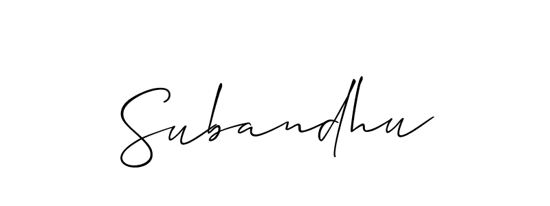 The best way (Allison_Script) to make a short signature is to pick only two or three words in your name. The name Subandhu include a total of six letters. For converting this name. Subandhu signature style 2 images and pictures png