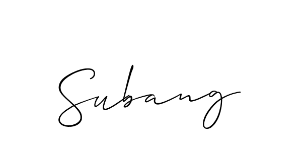 Also we have Subang name is the best signature style. Create professional handwritten signature collection using Allison_Script autograph style. Subang signature style 2 images and pictures png