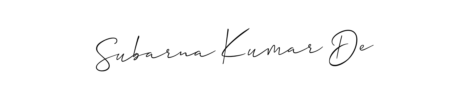 Allison_Script is a professional signature style that is perfect for those who want to add a touch of class to their signature. It is also a great choice for those who want to make their signature more unique. Get Subarna Kumar De name to fancy signature for free. Subarna Kumar De signature style 2 images and pictures png