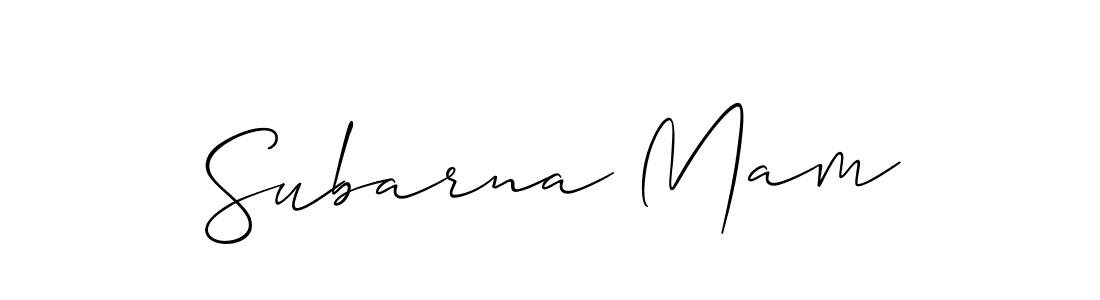 Similarly Allison_Script is the best handwritten signature design. Signature creator online .You can use it as an online autograph creator for name Subarna Mam. Subarna Mam signature style 2 images and pictures png